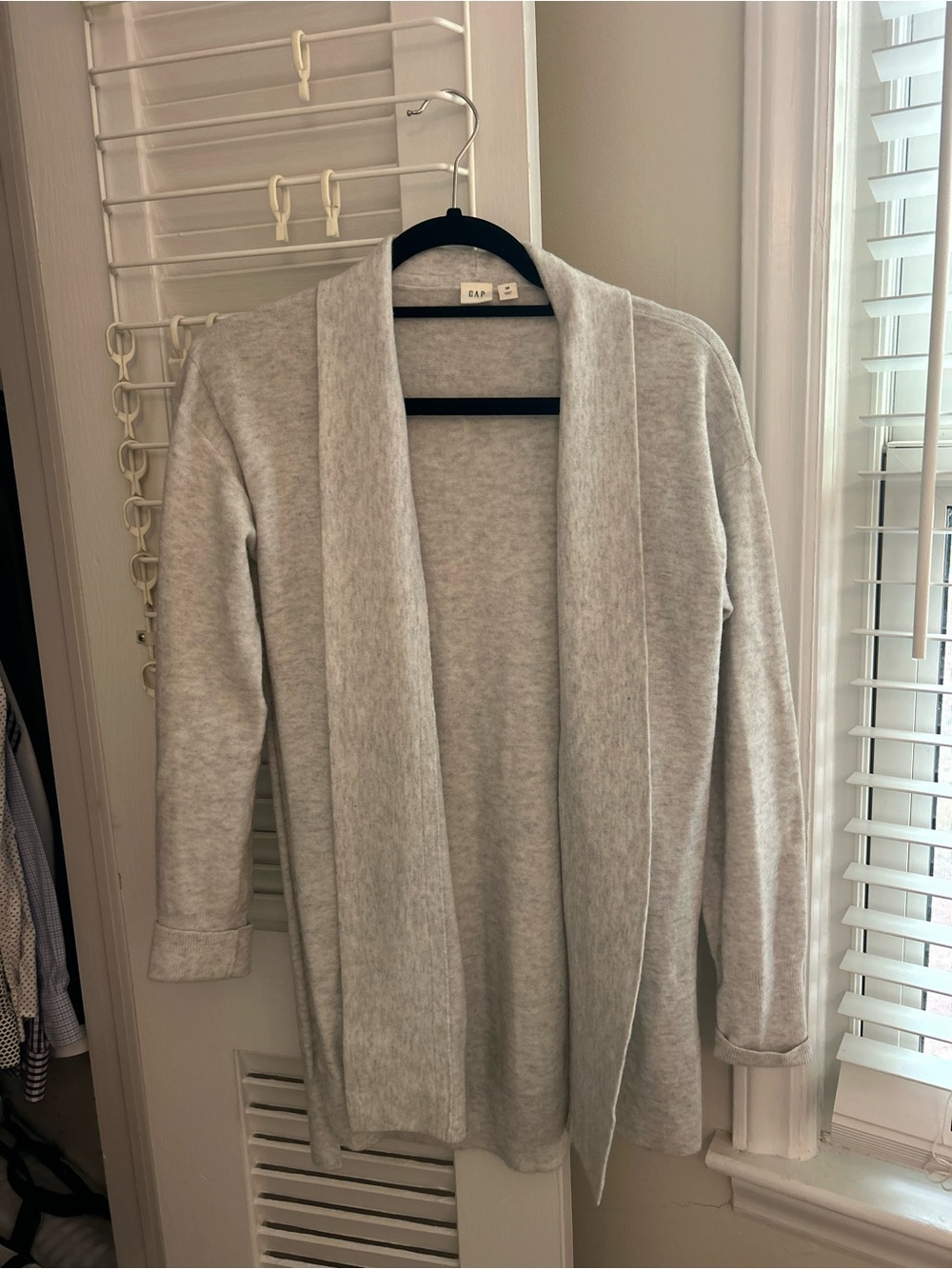 GAP Light Gray Open-Front Shawl Collar Cardigan